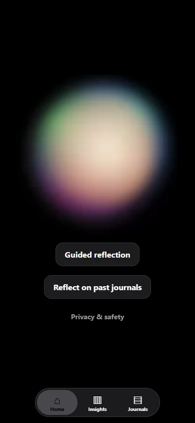 Haven AI home screen in a clean web preview with no personal journal entries